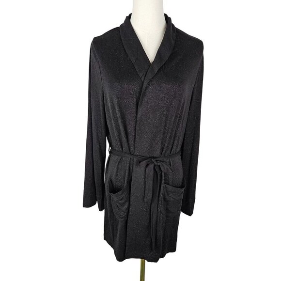 Chaser Jackets & Blazers - NEW!! Chaser Rock & Roll Glitter Kimono Duster Wrap Jacket M/L Black Sexy Party